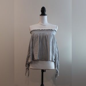 We the free black and white stripped off the shoulder long sleeve